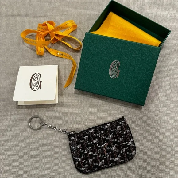 Goyard Keychain Goyard Coin Pouch With Chain Goyard Special Grey